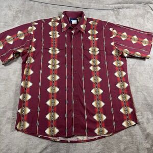 WRANGLER Western Tribal Aztec Pearl Snap Short Sleeve Shirt Men XXL Vintage‎